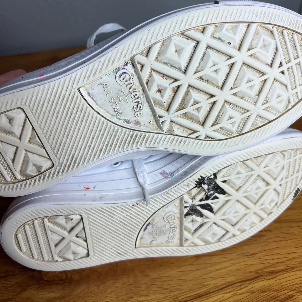 Converse All‎ Star White Leather High Top Sneakers Mens 7.5 Womens 9.5